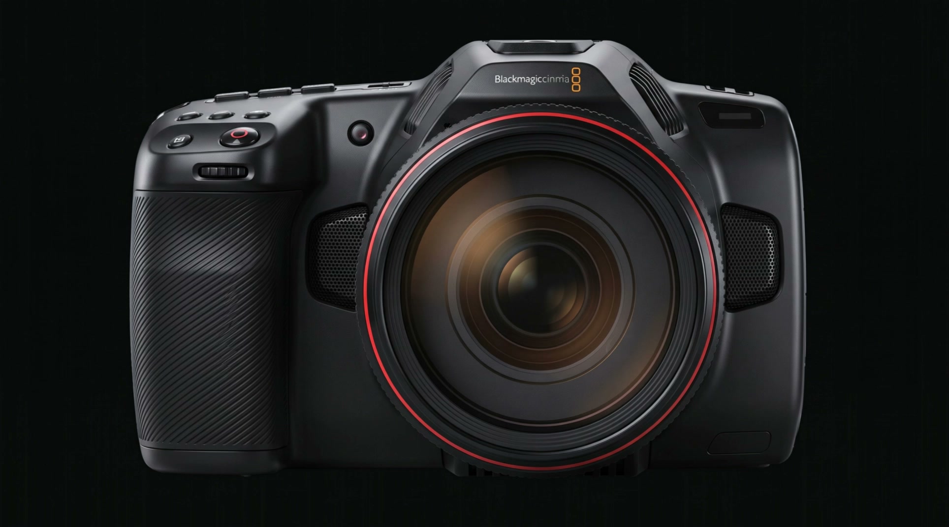 Blackmagic Pocket Cinema Camera 6K Pro, looking into the lens